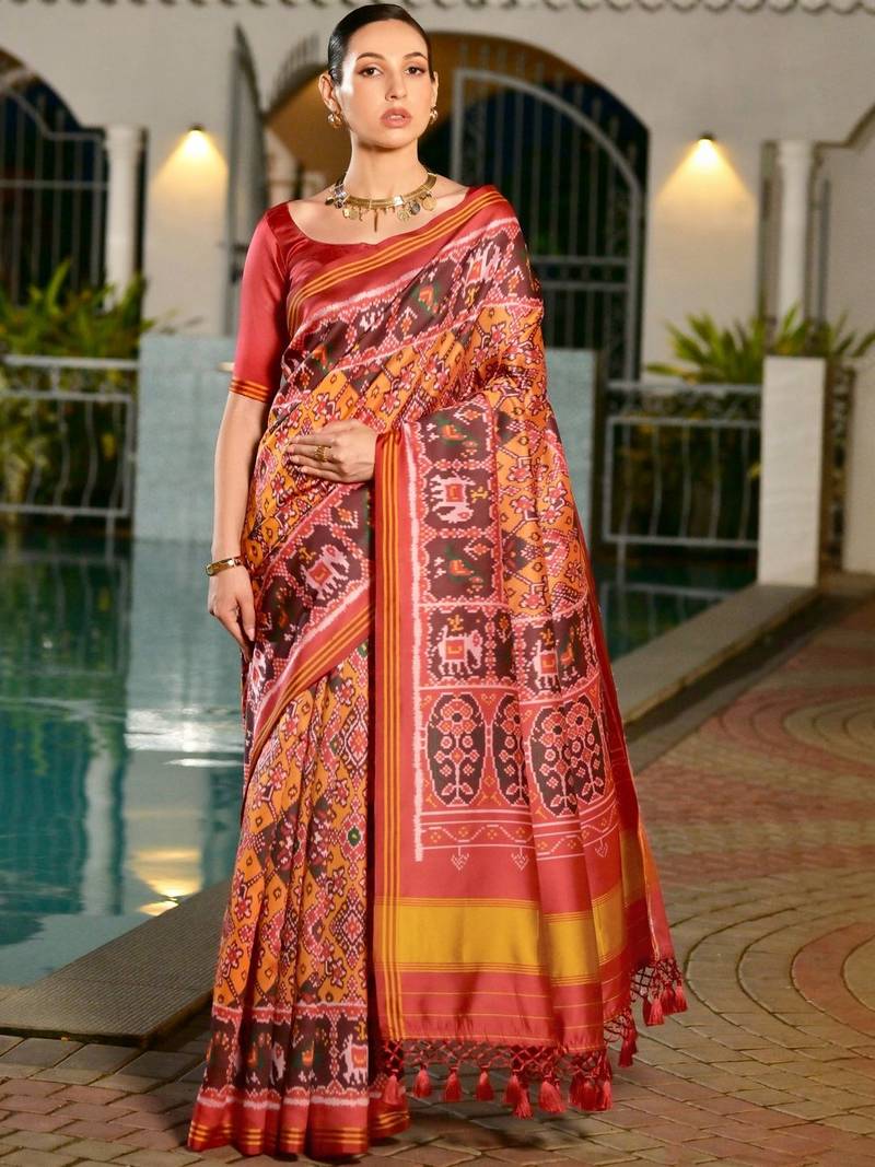 Ethnic Motifs Woven Design Zari Banarasi Saree