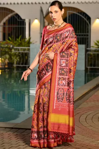 Ethnic Motifs Woven Design Zari Banarasi Saree