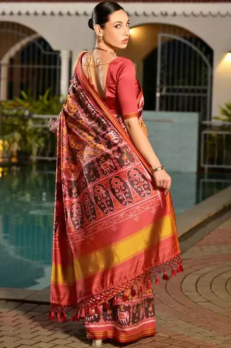 Ethnic Motifs Woven Design Zari Banarasi Saree