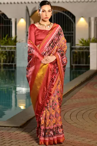 Ethnic Motifs Woven Design Zari Banarasi Saree