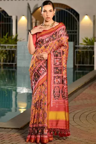 Ethnic Motifs Woven Design Zari Banarasi Saree