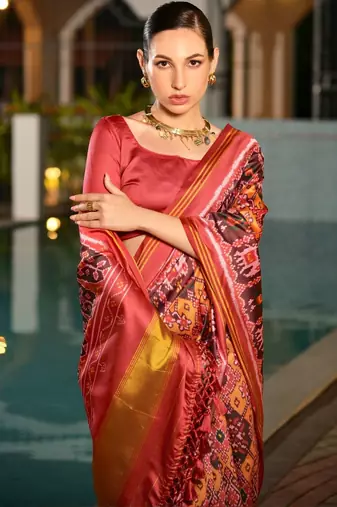 Ethnic Motifs Woven Design Zari Banarasi Saree