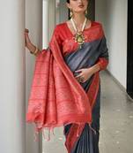 Geometry Printed Saree and Solid Blouse