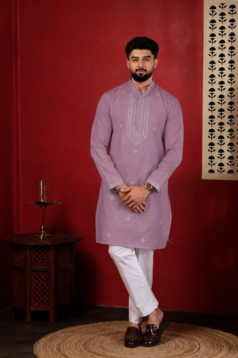 Purple embroidered kurta payjama
