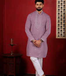 Purple embroidered kurta payjama