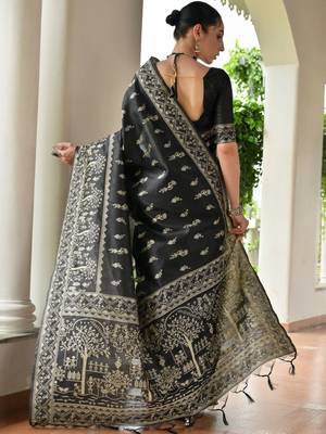 Ethnic Motifs Woven Design Zari Banarasi Saree 3