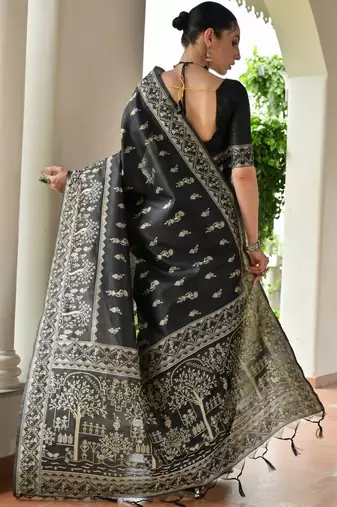Ethnic Motifs Woven Design Zari Banarasi Saree