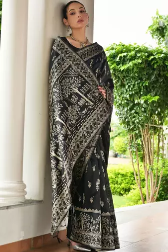 Ethnic Motifs Woven Design Zari Banarasi Saree