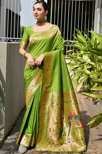Woven Design Zari Paithani Saree with Blouse