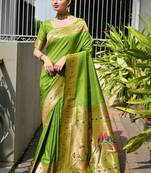 Woven Design Zari Paithani Saree with Blouse