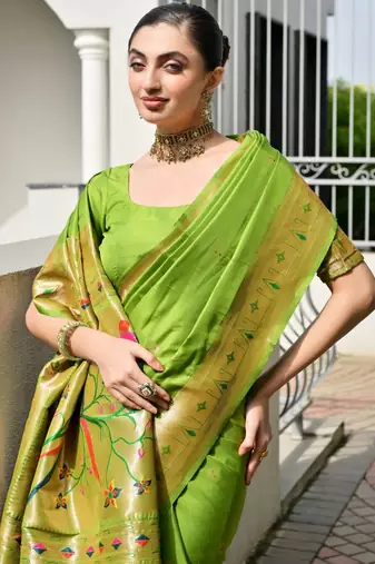 Woven Design Zari Paithani Saree with Blouse