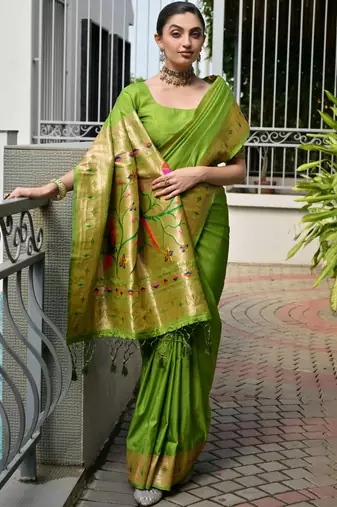 Woven Design Zari Paithani Saree with Blouse