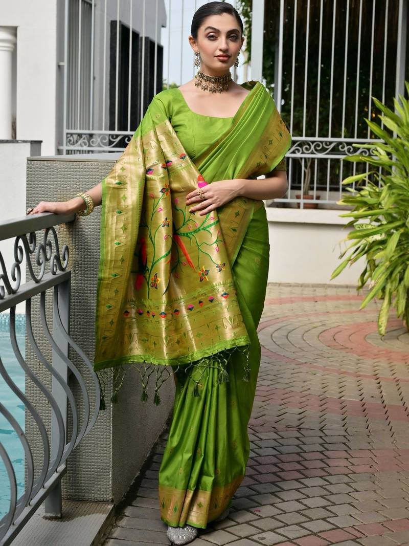 Woven Design Zari Paithani Saree with Blouse