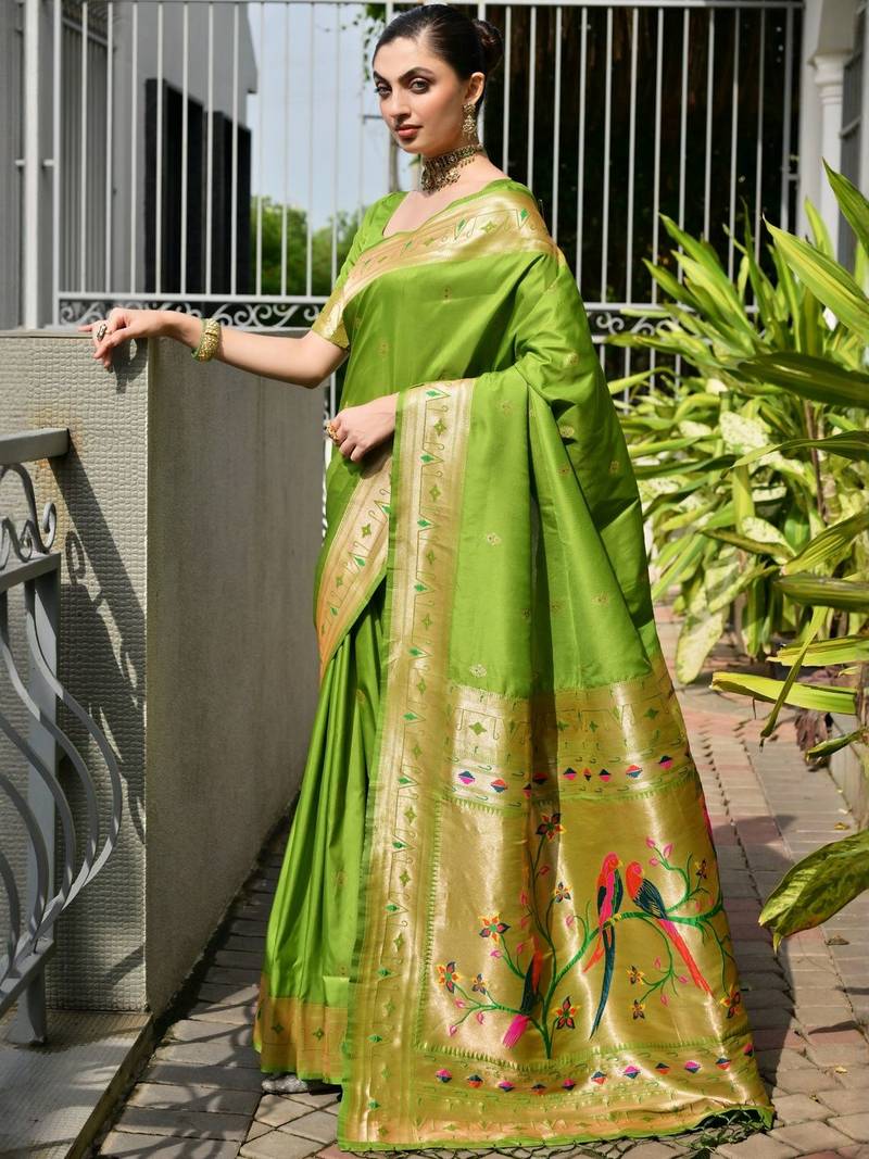Woven Design Zari Paithani Saree with Blouse