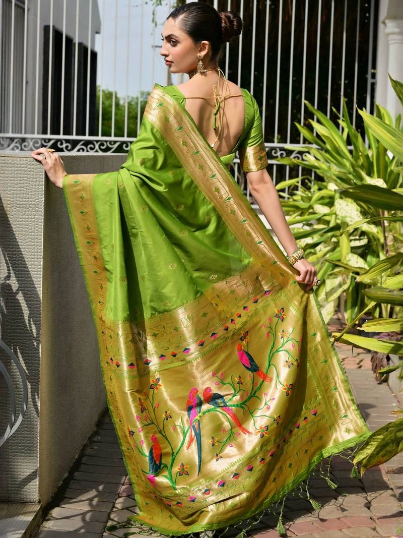 Woven Design Zari Paithani Saree with Blouse