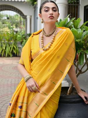 Ethnic Motifs Woven Design Zari Paithani Saree 5