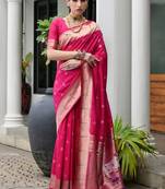 Ethnic Motifs Woven Design Zari Paithani Saree
