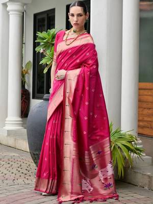 Ethnic Motifs Woven Design Zari Paithani Saree 2