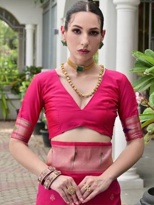 Ethnic Motifs Woven Design Zari Paithani Saree 6