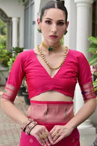 Ethnic Motifs Woven Design Zari Paithani Saree