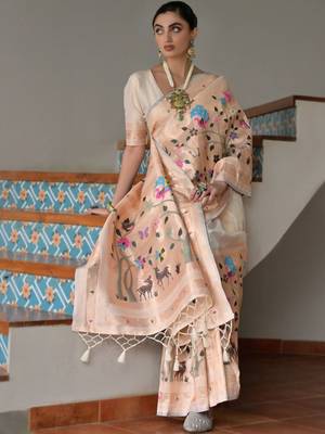 Ethnic Motif Woven Design Zari Banarasi Saree 1