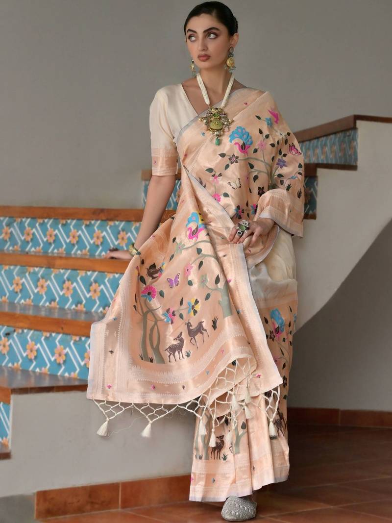 Ethnic Motif Woven Design Zari Banarasi Saree