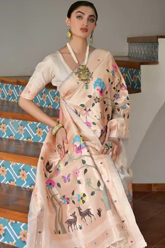 Ethnic Motif Woven Design Zari Banarasi Saree