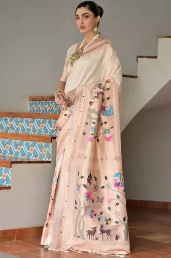 Ethnic Motif Woven Design Zari Banarasi Saree