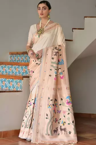 Ethnic Motif Woven Design Zari Banarasi Saree