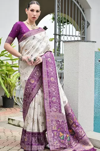 Ethnic Motifs Woven Design Zari Banarasi Saree