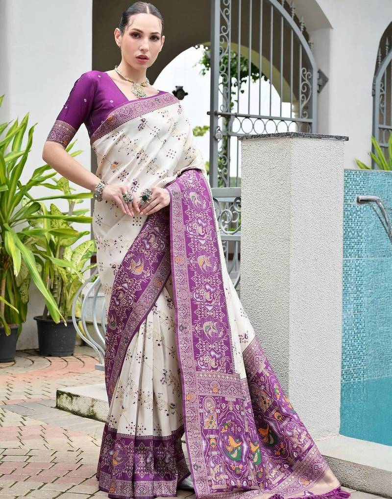 Ethnic Motifs Woven Design Zari Banarasi Saree