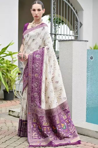 Ethnic Motifs Woven Design Zari Banarasi Saree