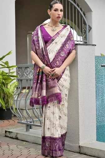 Ethnic Motifs Woven Design Zari Banarasi Saree