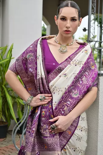 Ethnic Motifs Woven Design Zari Banarasi Saree