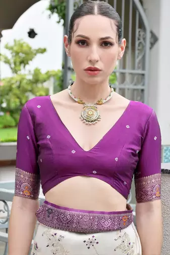 Ethnic Motifs Woven Design Zari Banarasi Saree