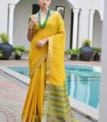 Woven Design Saree Pure Zari Border with Contrast Patola Blouse