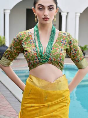 Woven Design Saree Pure Zari Border with Contrast Patola Blouse 5