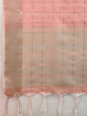 All Over Checks Zari Woven Soft Silk Saree with Zari Details 6