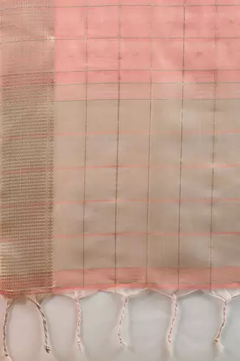 All Over Checks Zari Woven Soft Silk Saree with Zari Details