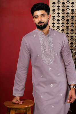 Purple embroidered kurta payjama 3