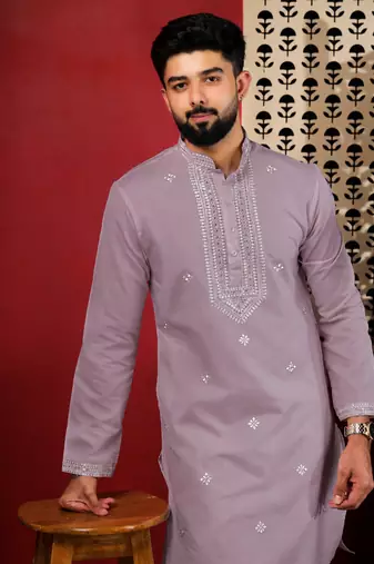 Purple embroidered kurta payjama
