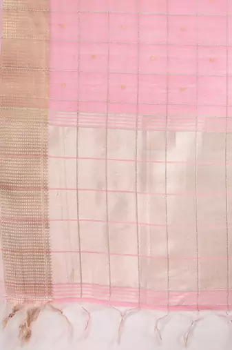 All Over Checks Zari Woven Soft Silk Saree with Zari Details