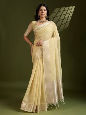 All Over Checks Zari Woven Soft Silk Saree with Zari Details 1
