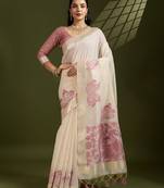 Self Checks Muga Cotton Saree with Kalamkari Border and Zari Woven Detail