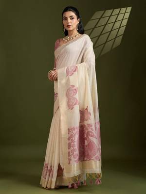 Self Checks Muga Cotton Saree with Kalamkari Border and Zari Woven Detail 2