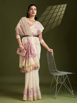 Self Checks Muga Cotton Saree with Kalamkari Border and Zari Woven Detail 4