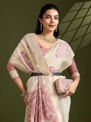 Self Checks Muga Cotton Saree with Kalamkari Border and Zari Woven Detail 5