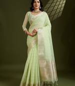 All Over Checks Zari Woven Soft Silk Saree with Zari Details