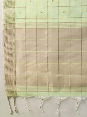 All Over Checks Zari Woven Soft Silk Saree with Zari Details 6