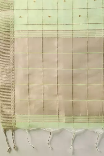 All Over Checks Zari Woven Soft Silk Saree with Zari Details